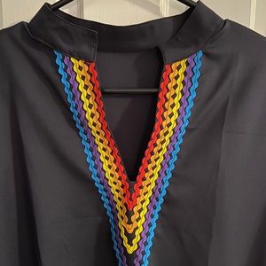 Black tunic with rainbow trim